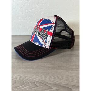 Def Leppard Unisex Black Red White‎ Blue Band Trucker Snapback Hat- NWOT